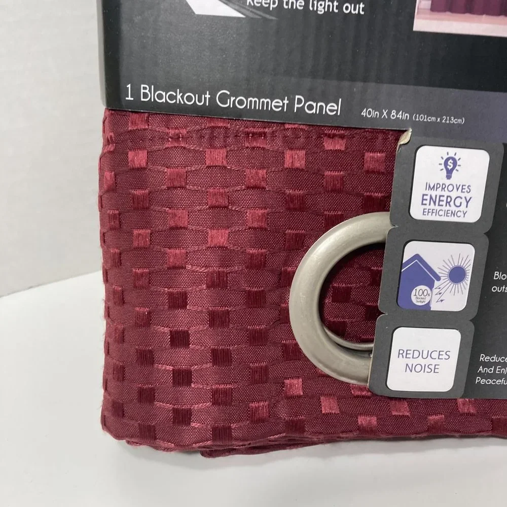 Dark Room Blackout Grommet Panel Curtains Room Darkening Burgundy Red 40